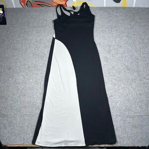 Cheap and Chic by Moschino Dress Women Black White Colorblock Maxi Vintage Italy